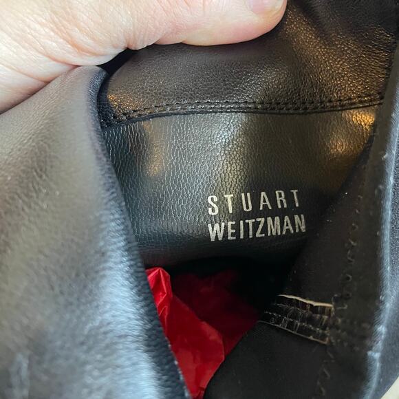 Stuart Weitzman 5050 Black Leather Elastic Back Round Toe Tall Boots EU35.5 US5 - Picture 13 of 14